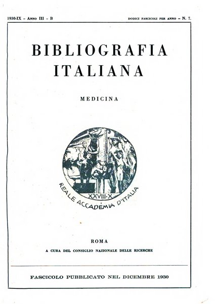 Bibliografia italiana. Gruppo B, Medicina