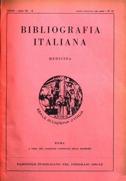 Bibliografia italiana. Gruppo B, Medicina