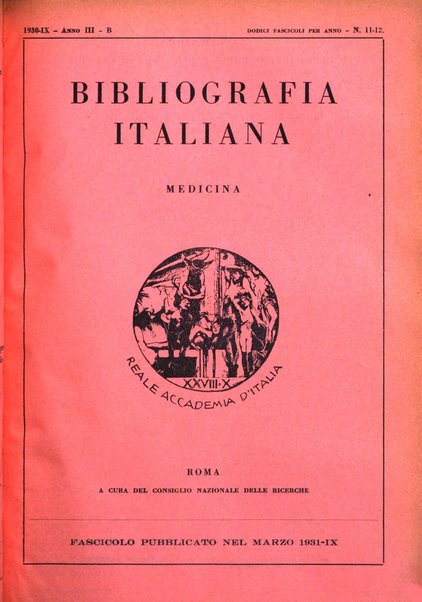 Bibliografia italiana. Gruppo B, Medicina