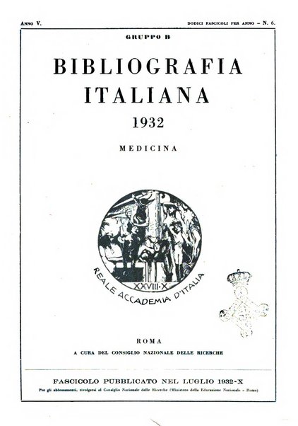 Bibliografia italiana. Gruppo B, Medicina