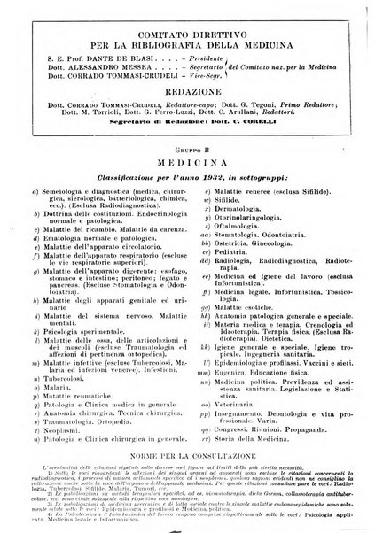 Bibliografia italiana. Gruppo B, Medicina