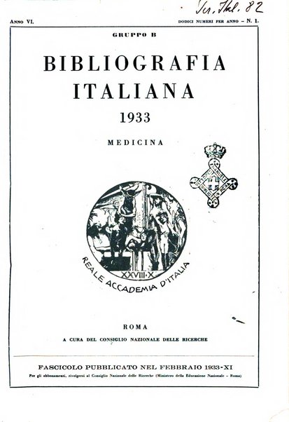 Bibliografia italiana. Gruppo B, Medicina