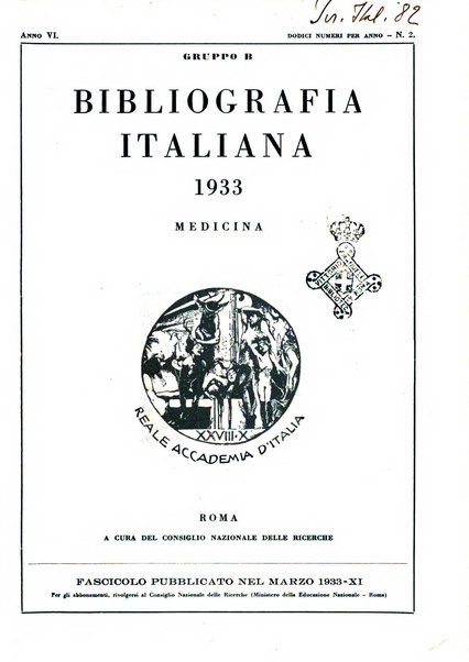 Bibliografia italiana. Gruppo B, Medicina