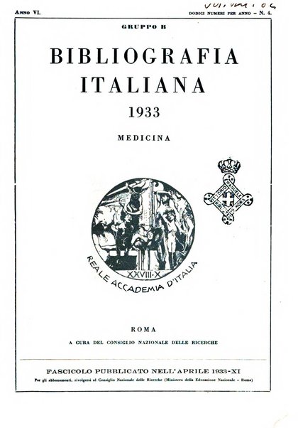 Bibliografia italiana. Gruppo B, Medicina