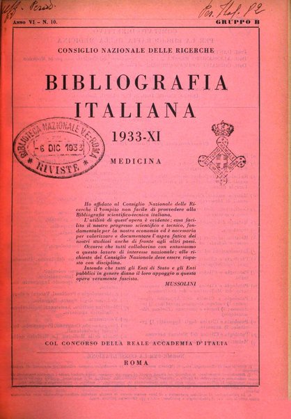 Bibliografia italiana. Gruppo B, Medicina