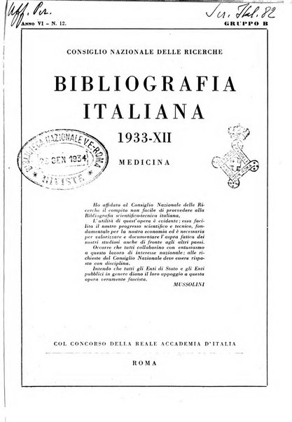 Bibliografia italiana. Gruppo B, Medicina