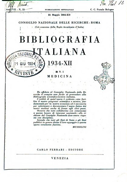 Bibliografia italiana. Gruppo B, Medicina