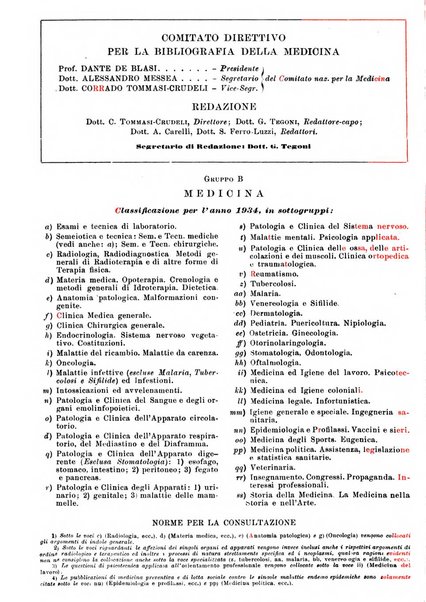 Bibliografia italiana. Gruppo B, Medicina