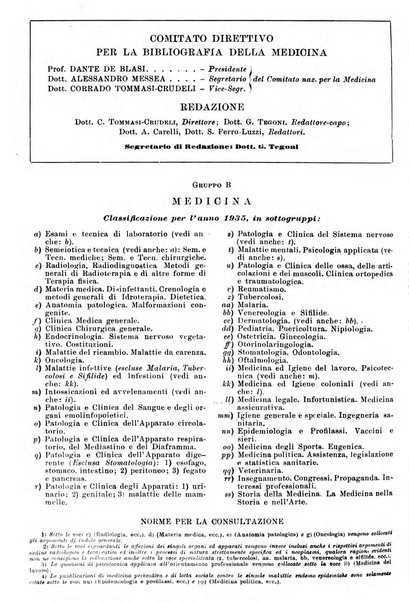 Bibliografia italiana. Gruppo B, Medicina