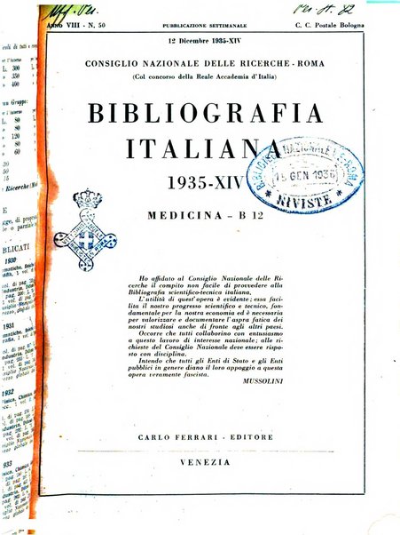 Bibliografia italiana. Gruppo B, Medicina