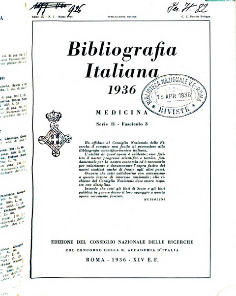 Bibliografia italiana. Gruppo B, Medicina