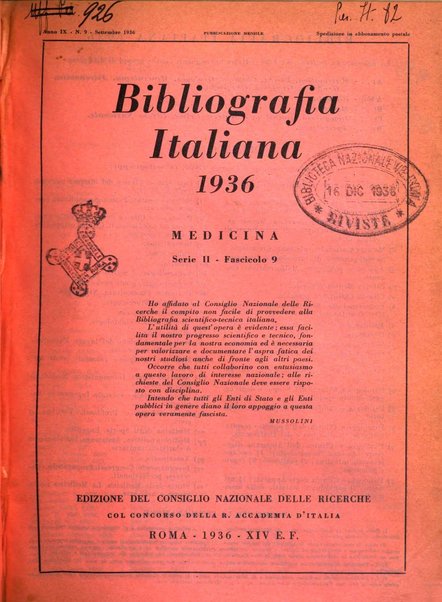 Bibliografia italiana. Gruppo B, Medicina