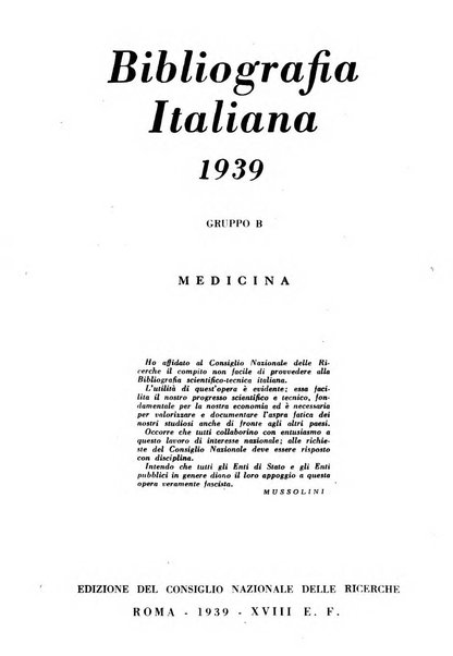 Bibliografia italiana. Gruppo B, Medicina