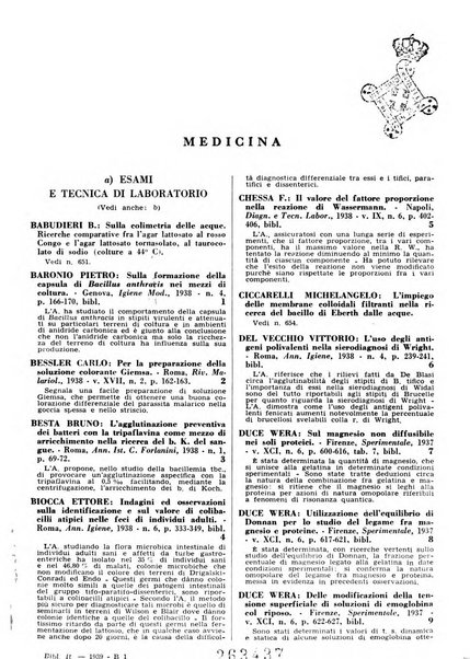 Bibliografia italiana. Gruppo B, Medicina