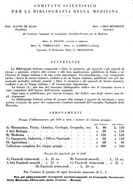 Bibliografia italiana. Gruppo B, Medicina