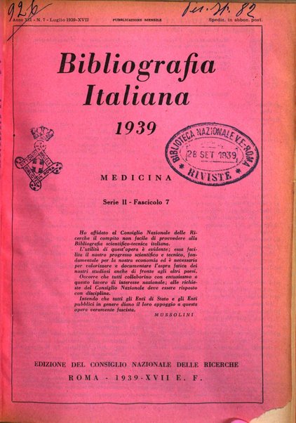 Bibliografia italiana. Gruppo B, Medicina