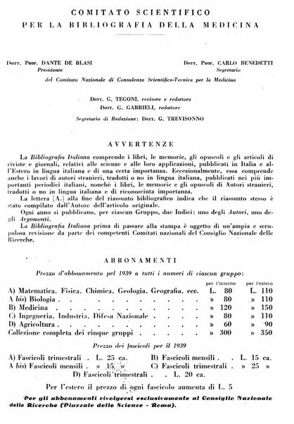 Bibliografia italiana. Gruppo B, Medicina