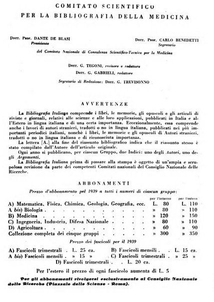 Bibliografia italiana. Gruppo B, Medicina