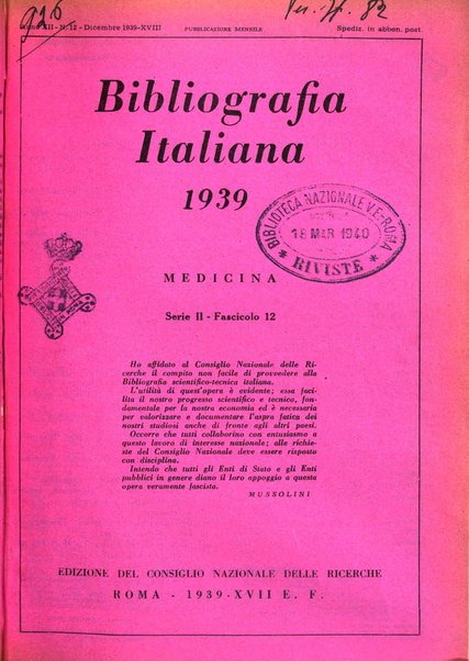 Bibliografia italiana. Gruppo B, Medicina