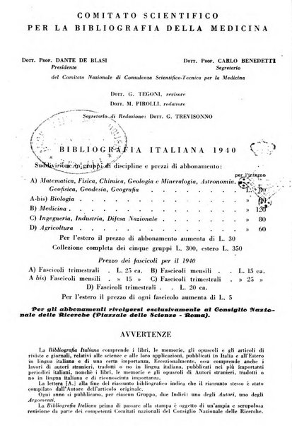 Bibliografia italiana. Gruppo B, Medicina