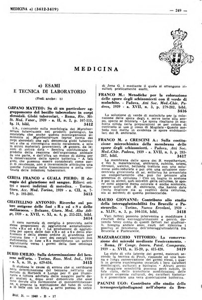 Bibliografia italiana. Gruppo B, Medicina