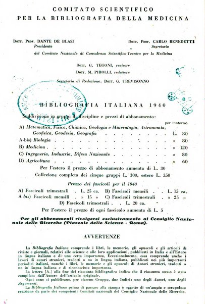 Bibliografia italiana. Gruppo B, Medicina