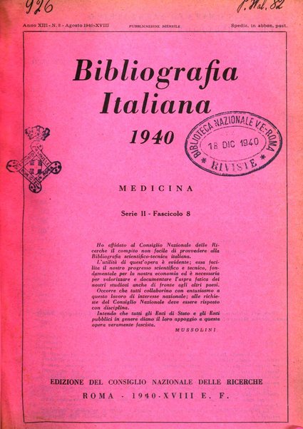 Bibliografia italiana. Gruppo B, Medicina