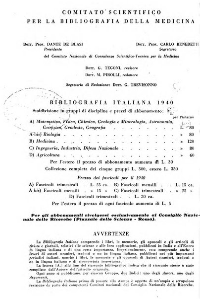 Bibliografia italiana. Gruppo B, Medicina