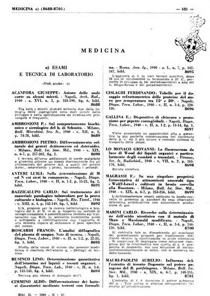 Bibliografia italiana. Gruppo B, Medicina