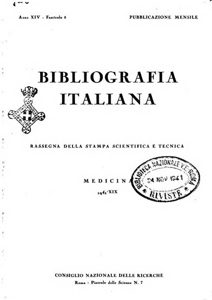 Bibliografia italiana. Gruppo B, Medicina