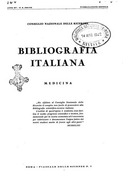 Bibliografia italiana. Gruppo B, Medicina