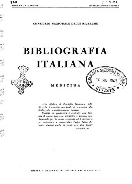 Bibliografia italiana. Gruppo B, Medicina