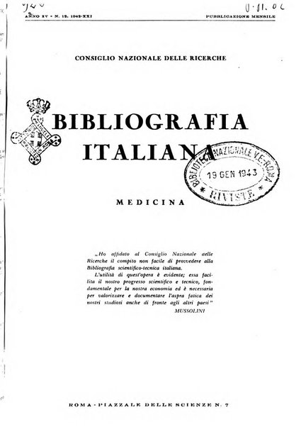 Bibliografia italiana. Gruppo B, Medicina