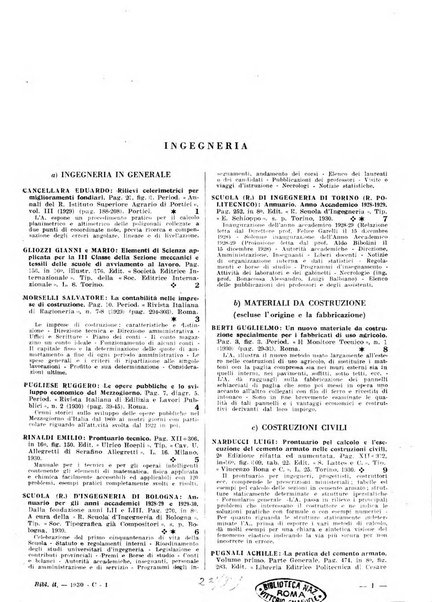 Bibliografia italiana. Gruppo C, Ingegneria, industria, difesa nazionale