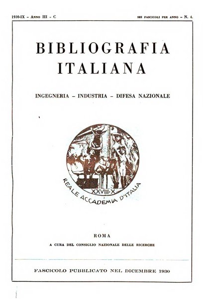 Bibliografia italiana. Gruppo C, Ingegneria, industria, difesa nazionale