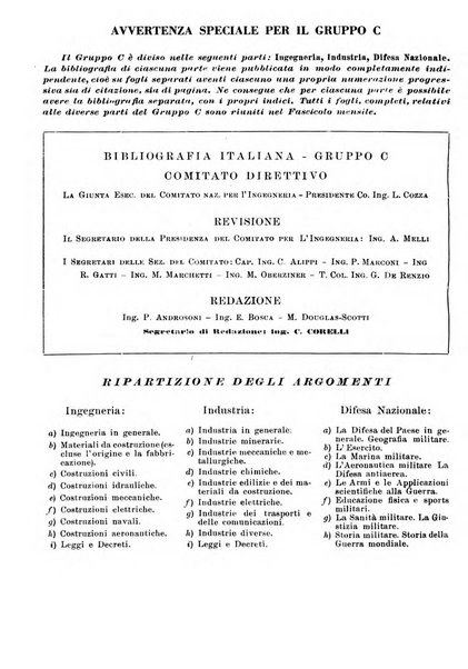 Bibliografia italiana. Gruppo C, Ingegneria, industria, difesa nazionale