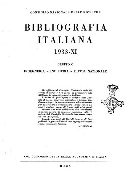 Bibliografia italiana. Gruppo C, Ingegneria, industria, difesa nazionale