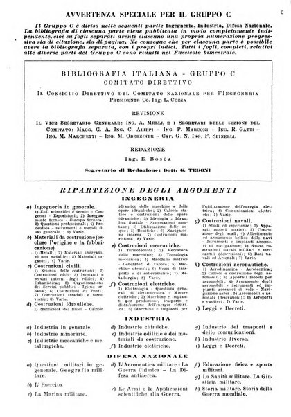 Bibliografia italiana. Gruppo C, Ingegneria, industria, difesa nazionale