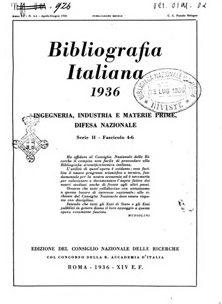 Bibliografia italiana. Gruppo C, Ingegneria, industria, difesa nazionale