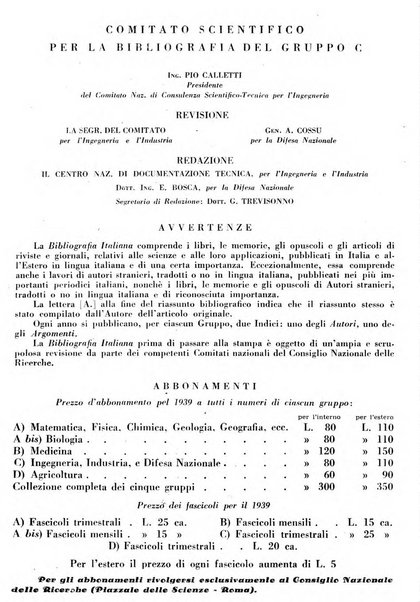 Bibliografia italiana. Gruppo C, Ingegneria, industria, difesa nazionale