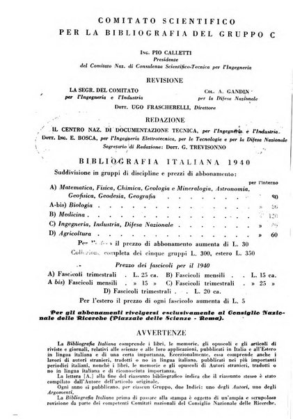 Bibliografia italiana. Gruppo C, Ingegneria, industria, difesa nazionale