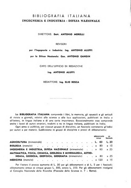 Bibliografia italiana. Gruppo C, Ingegneria, industria, difesa nazionale