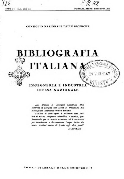 Bibliografia italiana. Gruppo C, Ingegneria, industria, difesa nazionale