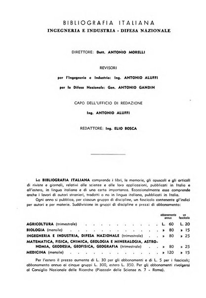 Bibliografia italiana. Gruppo C, Ingegneria, industria, difesa nazionale