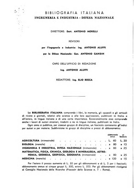 Bibliografia italiana. Gruppo C, Ingegneria, industria, difesa nazionale