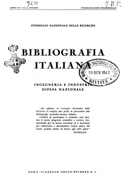 Bibliografia italiana. Gruppo C, Ingegneria, industria, difesa nazionale