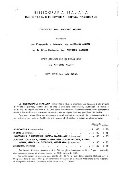 Bibliografia italiana. Gruppo C, Ingegneria, industria, difesa nazionale