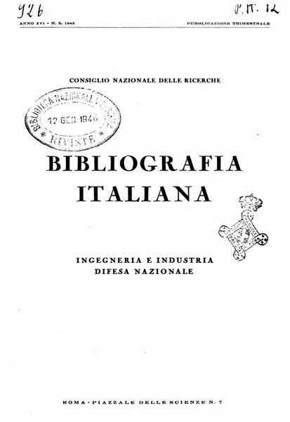 Bibliografia italiana. Gruppo C, Ingegneria, industria, difesa nazionale