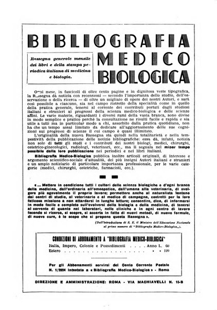 Bibliografia medico-biologica rassegna generale mensile dei libri e della stampa periodica italiana di medicina e di biologia