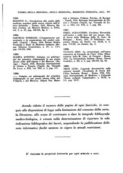 Bibliografia medico-biologica rassegna generale mensile dei libri e della stampa periodica italiana di medicina e di biologia